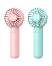 Ventilador portátil Coohea KW20, pacote com 2 unidades, rosa e azul com USB recarregável
