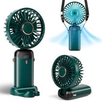Ventilador portátil de mão Aucoofany, 12 horas, mini ventilador atualizado de 3200mAh com display LED, dobrável em 90, 5 velocidades de vento, ventilador 3 em 1 de mão/pescoço/mesa, ventilador para maquiagem para mulheres (verde)
