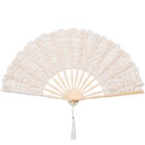 Ventilador portátil dobrável BABEYOND bordado em renda de algodão Ventilador portátil dobrável BABEYOND bordado em renda de algodão