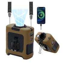 Ventilador portátil FANSYJKJ Ventilador pessoal vestível com 5 velocidades, máximo de 55 horas de trabalho, ventiladores de pescoço portáteis de baixo ruído, ventiladores de cintura refrigerados para acampar e viajar, display elétrico LED de 10000 mAh recarregável (marrom)