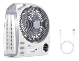 Ventilador Portátil Multifuncional Bluetooth Rádio Lanterna 6 Em 1 Com Luz Led