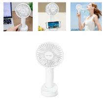 Ventilador Portátil Recarregável com Suporte p Celular Potente, Silencioso e Multifuncional-Branco