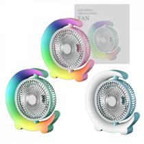 Ventilador Portátil Recarregável de Mesa Iluminação LED RGB Circulating Fan F11