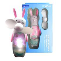 Ventilador Portátil Recarregável Luminária De Mesa Cor Rosa