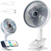 Ventilador Portatil Recarregável Usb C 3 Velocidades Branco