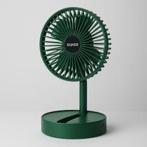 Ventilador Portatil Recarregável Usb C 3 Velocidades Rapido Verde