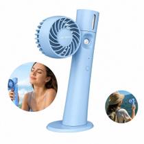 Ventilador portatil recarregavel usb spray agua giratorio 90 graus vento forte azul nebulizador compacto Ventilador portatil recarregavel usb spray agua giratorio 90 graus vento forte azul nebulizador compacto