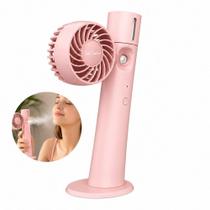 Ventilador portatil rosa recarregavel usb spray agua nebulizador 2 velocidades compacto giratorio Ventilador portatil rosa recarregavel usb spray agua nebulizador 2 velocidades compacto giratorio