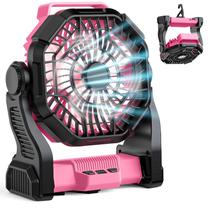 Ventilador Recargable para Camping MATULSA 10000mAh con LED 25cm Rosa