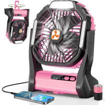 Ventilador recarregável portátil Peouix 20000mAh com lanterna LED rosa