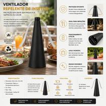 Ventilador Repelente de Insetos 25cm Preto - TOP RIO Ventilador Repelente de Insetos 25cm Preto - TOP RIO