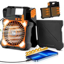 Ventilador solar de acampamento Maraiss 22000mAh com luz LED de 5 velocidades Ventilador solar de acampamento Maraiss 22000mAh com luz LED de 5 velocidades