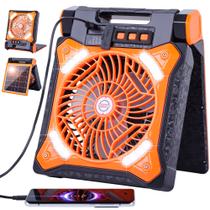 Ventilador solar WESTTREE X98 recarregável com luz LED laranja Ventilador solar WESTTREE X98 recarregável com luz LED laranja