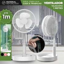 Ventilador Telescópio Portátil 1 Metro Dobrável, Recarregável USB, Silencioso e Ajustável