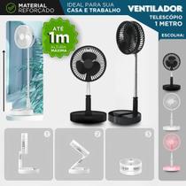Ventilador Telescópio Portátil 1 Metro Dobrável, Recarregável USB, Silencioso e Ajustável