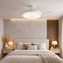 Ventilador Teto Branco Retrátil LED 3 Cores Controle Remoto Ventilador Teto Branco Retrátil LED 3 Cores Controle Remoto