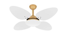 Ventilador Teto Dourado 4 Pás Trevo Branco Sala Ventax 110V