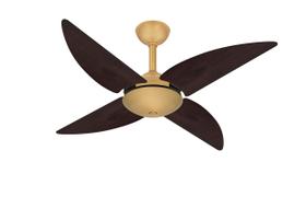 Ventilador Teto Dourado Potente Office Quad 4 Pás MDF Ventax 220V