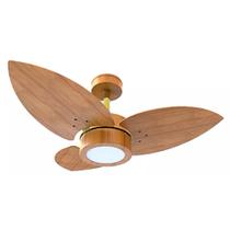 Ventilador Teto Madeira Dourado 3Pás 110v Led 3000k+Controle Ventilador Teto Madeira Dourado 3Pás 110v Led 3000k+Controle