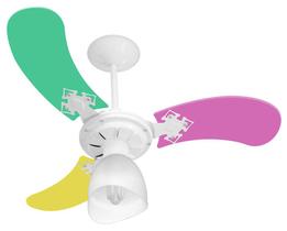 Ventilador Teto New Baby Colors 3 Pás Mdf Branco/Feminino 110V - Venti-Delta