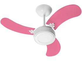 Ventilador Teto New Led Colors Branco 3 Pás Rosa 220V 130 W