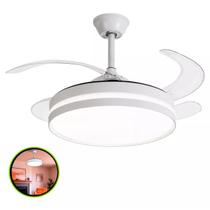 Ventilador Teto Retratil Controle Remoto Led 3 Cores 4 Pás