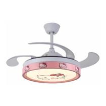 Ventilador teto retratil infantil led bluetooth hello kitty