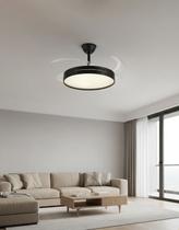 Ventilador Teto Retrátil LED CCT Controle Remoto Bivolt 3 Cores Luz 3000K 4000K 6000K Silencioso Moderno Sala Quarto Escritório Ambiente Luxo