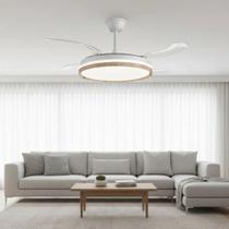 Ventilador Teto Retrátil T&A-03 60W LED + Controle Design Madeira