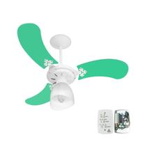 Ventilador Teto Super Baby Colors 3 Pás Mdf Branco/Verde 220V