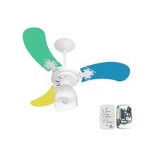 Ventilador Teto Super Baby Colors 3Pás Mdf Branco/Masculino 110V