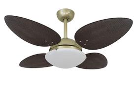 Ventilador Teto Volare Ouro Velho Pétalo Palmae Tabaco 127V