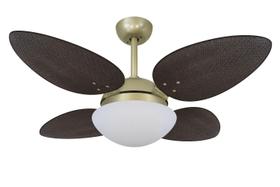 Ventilador Teto Volare Ouro Velho Pétalo Palmae Tabaco 220V