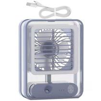 Ventilador Umidificador Ar Agua Touch Led Luminaria USB 3 Velocidade Silencioso De Mesa Trabalho Estudos Casa Portatil V