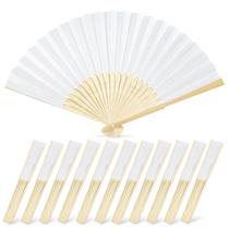 Ventiladores de mão de papel JOHOUSE dobráveis de 21 cm brancos (12 pacotes) Ventiladores de mão de papel JOHOUSE dobráveis de 21 cm brancos (12 pacotes)