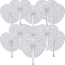 Ventiladores de mão dobráveis Bestage White Heart Wedding, 20 pacotes