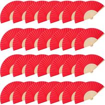 Ventiladores de mão dobráveis de tecido JOHOUSE Red 20 cm 28 unidades Wedding Ventiladores de mão dobráveis de tecido JOHOUSE Red 20 cm 28 unidades Wedding