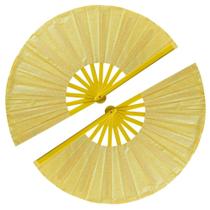 Ventiladores de mão dobráveis Tkocisa, pacote com 2, grandes, amarelo brilhante