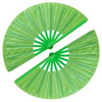 Ventiladores de mão dobráveis Tkocisa, pacote com 2 unidades, embalagem grande para festa, verde
