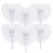Ventiladores de papel de casamento ZWIN em forma de coração brancos 48 unidades