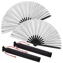 Ventiladores de seda dobráveis à mão Maitys Chinese Tai Ji Fan 34cm 2P Ventiladores de seda dobráveis à mão Maitys Chinese Tai Ji Fan 34cm 2P