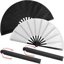 Ventiladores de seda dobráveis à mão Maitys Tai Ji em preto e branco (pacote com 2) Ventiladores de seda dobráveis à mão Maitys Tai Ji em preto e branco (pacote com 2)