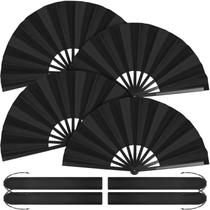 Ventiladores dobráveis Aodaer Kung Fu Tai Chi em tecido preto/plástico x4
