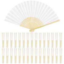 Ventiladores dobráveis de papel Aodaer 30 peças de bambu portáteis brancos