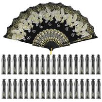 Ventiladores dobráveis de renda Geelin, 50 unidades, ouro borboleta, 23 cm, dobrados