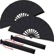 Ventiladores dobráveis de seda para mãos Maitys Festival Tai Ji Black (pacote com 2) Ventiladores dobráveis de seda para mãos Maitys Festival Tai Ji Black (pacote com 2)