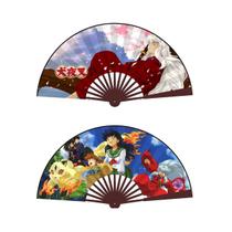 Ventiladores dobráveis Inuyashas Anime Handheld Cloth Bamboo de 10 polegadas Ventiladores dobráveis Inuyashas Anime Handheld Cloth Bamboo de 10 polegadas