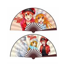 Ventiladores dobráveis Ventiladores portáteis Anime Platelets x2 tecido/bambu Ventiladores dobráveis Ventiladores portáteis Anime Platelets x2 tecido/bambu