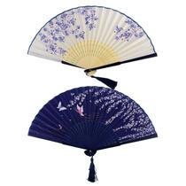 Ventiladores portáteis Bantoye Silk Folding com molduras de bambu (pacote com 2)