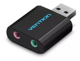 Vention - Placa Vention Som Usb - Usb X P2 - Fone E Microfone Preta